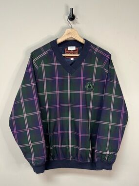 Vtg 90s Plaid Golf Windbreaker